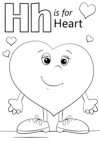 Letter H Is For Heart Coloring Page